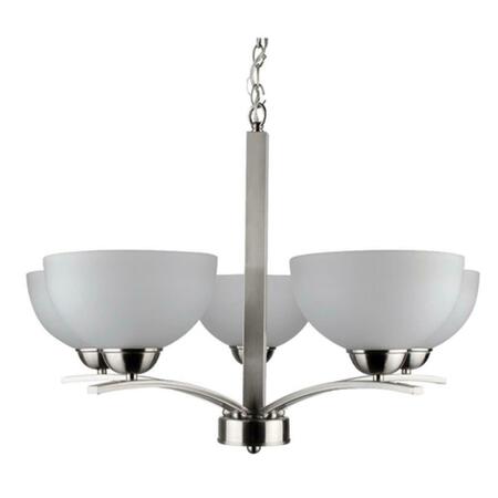 YOSEMITE HOME DECOR 5 Light Chandelier in Satin Steel Finish with Acid Wash Glass 107-5U-AWSS